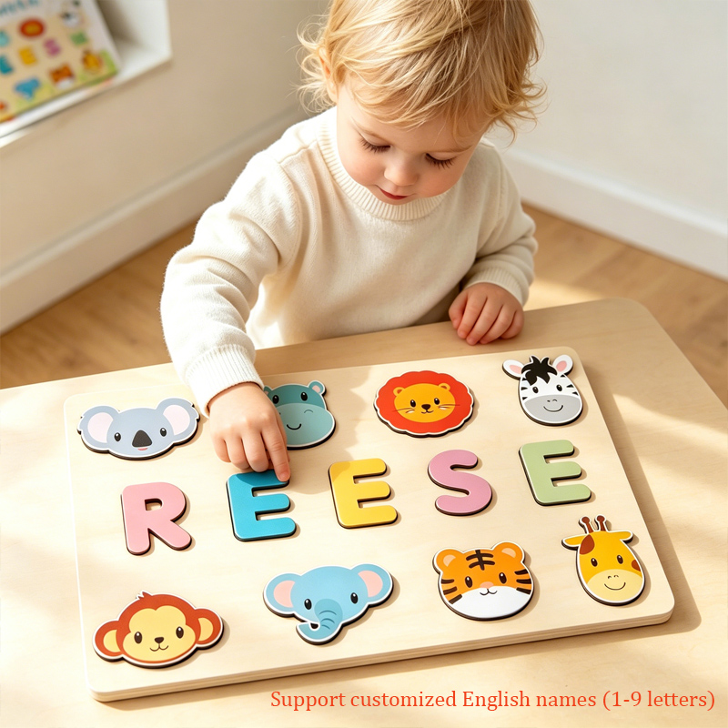 Kids Toys Names - Montessori Personalised Wooden Puzzle Custom Baby