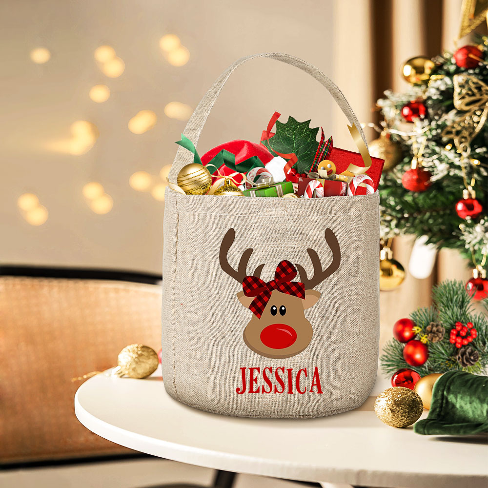 Kids Toys Names - Personalised Deer with Name Christmas Sack