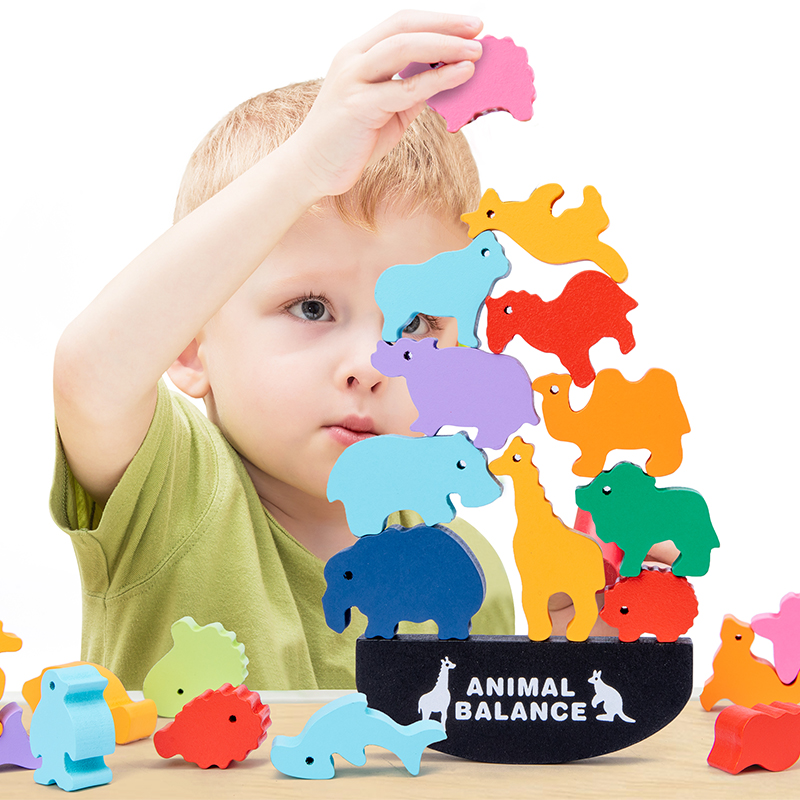 Kids Toys Videos - Montessori Children Wooden Animal Balance Blocks