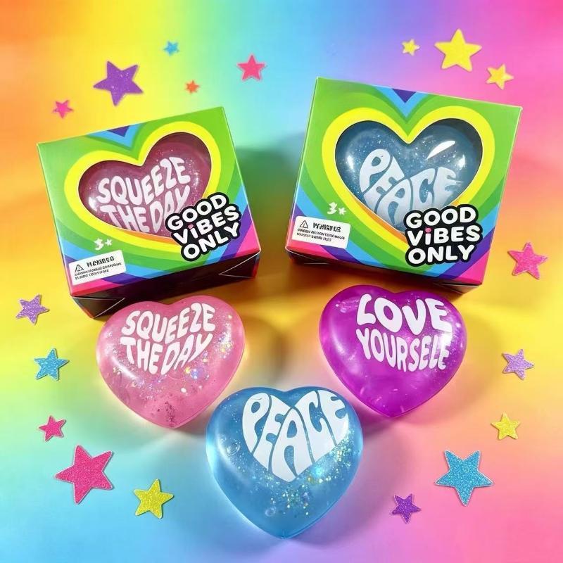 Kids Toys Quotes - 【M】Glitter Heart Shaped Squeeze Toys With
