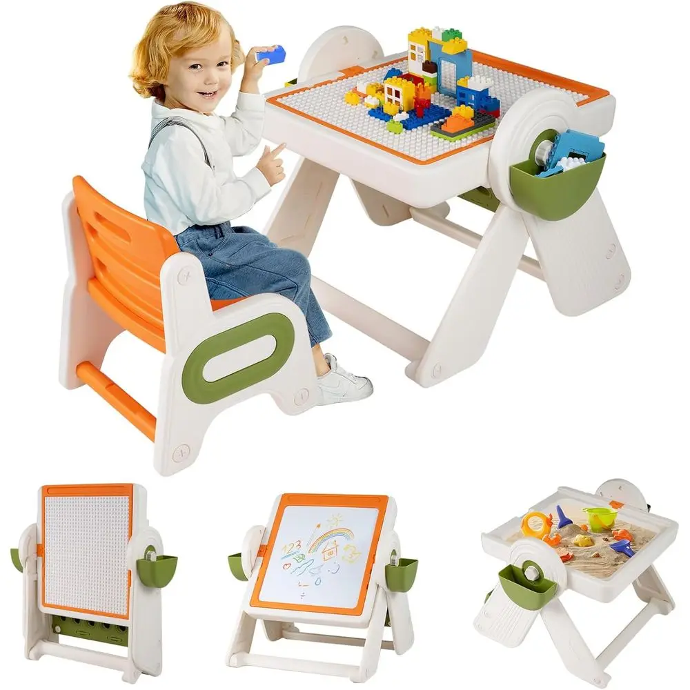 Kids Art Easel - Height-Adjustable Art Easel with Reversible Tabletop,