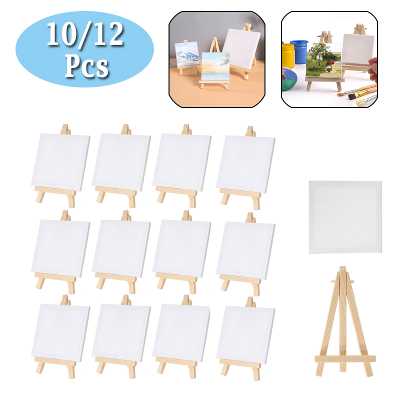 10/12pcs Mini Canvas and Easel - Kids Art Easel 评论和价格