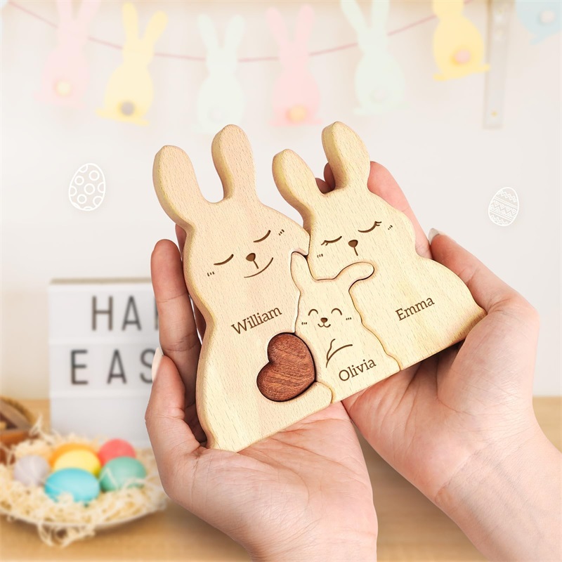 Wooden Bunny Family Puzzles Pe - Kids Toys Names 评论和价格
