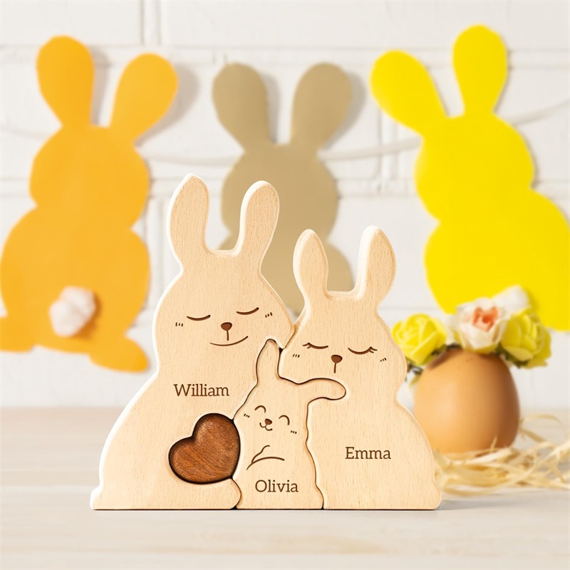 Wooden Bunny Family Puzzles Pe - Kids Toys Names 评论和价格