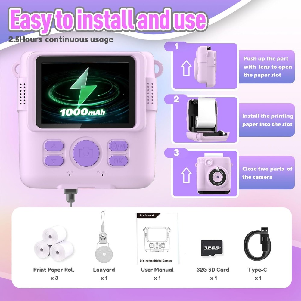 Instant Print Camera for Kids, - Kids Toys Videos 评论和价格