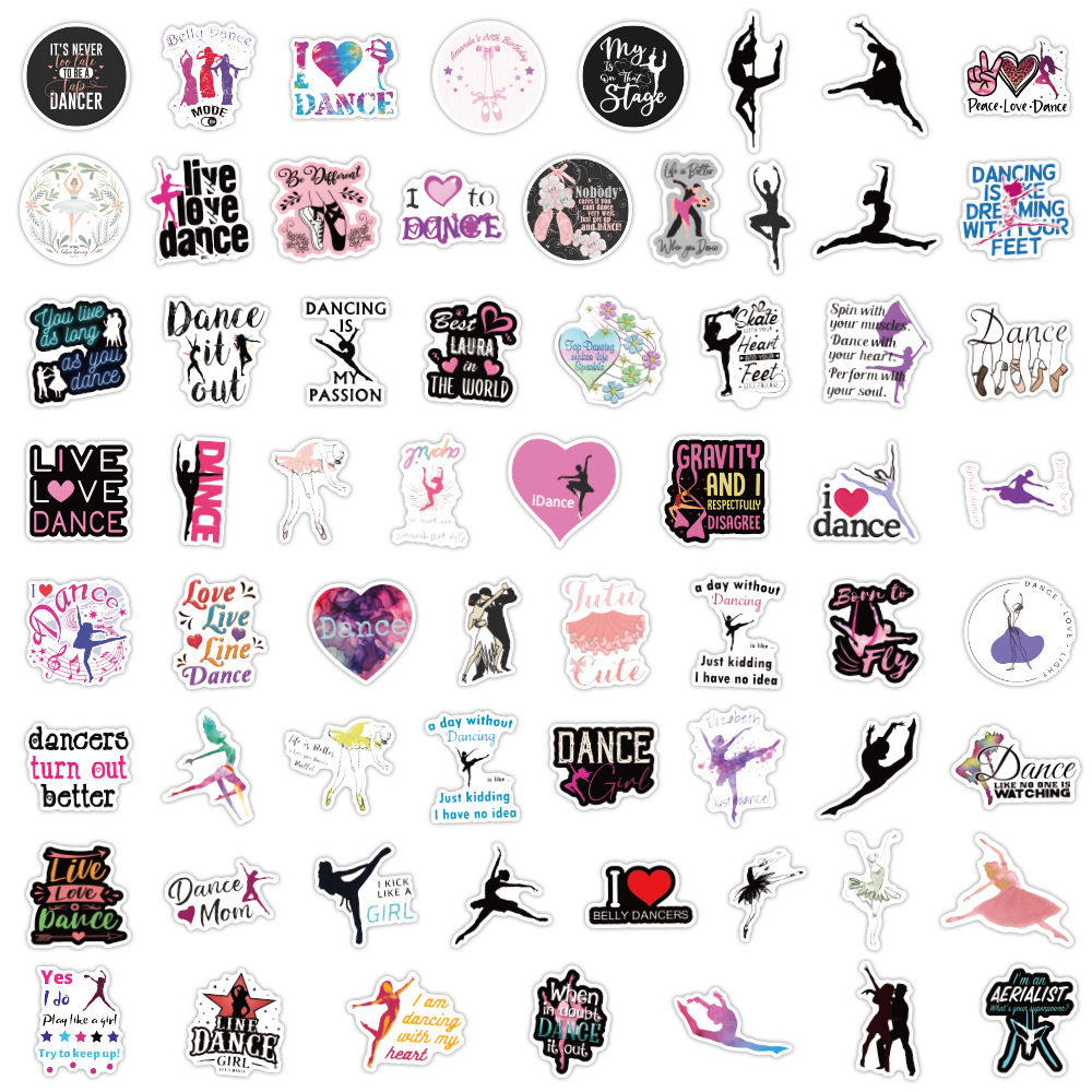 60PCS No RepeatDance Stickers  - Kids Toys Quotes 评论和价格