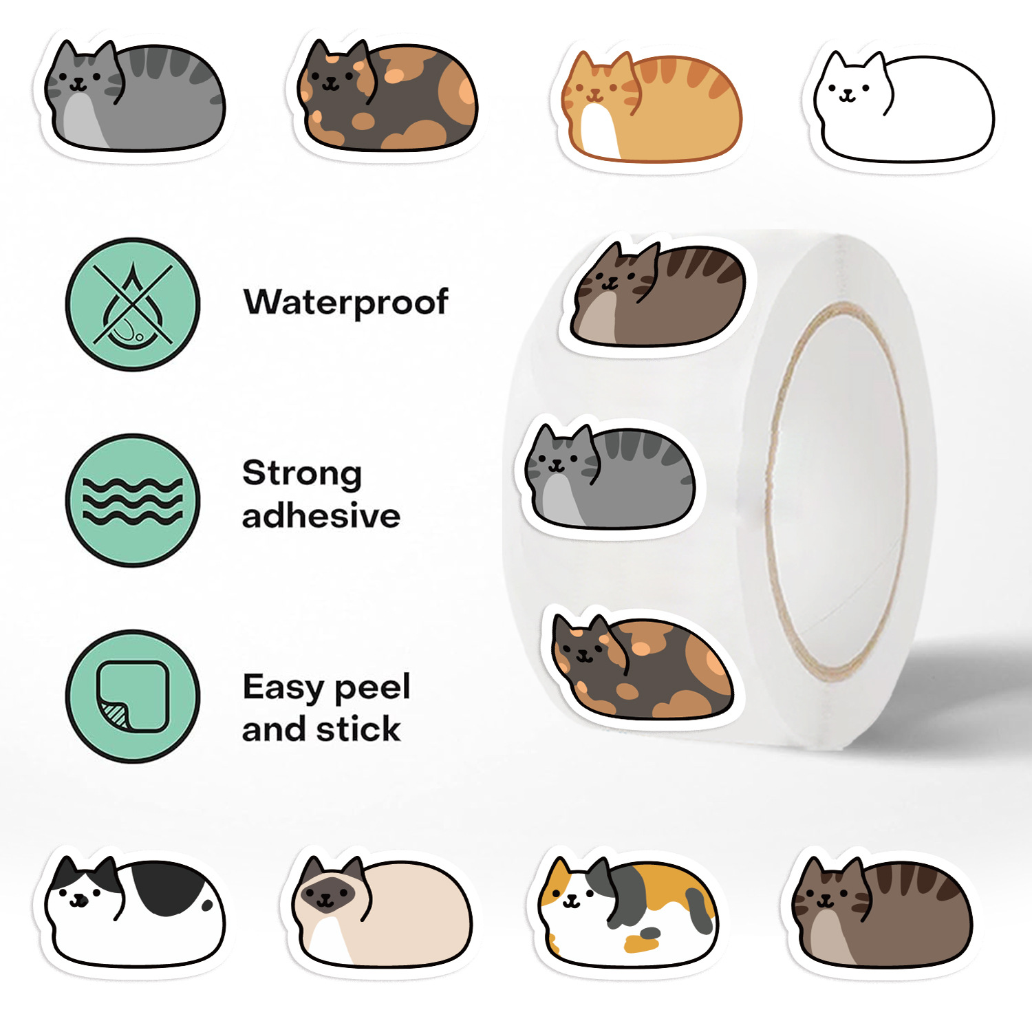 500PCS Cartoon Cat Stickers Dl - Kids Toys Names 评论和价格