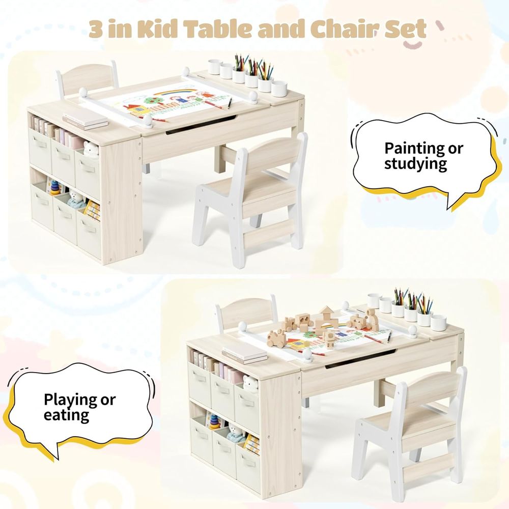 Kids Art Table and Chairs Set, - Kids Art Easel 评论和价格