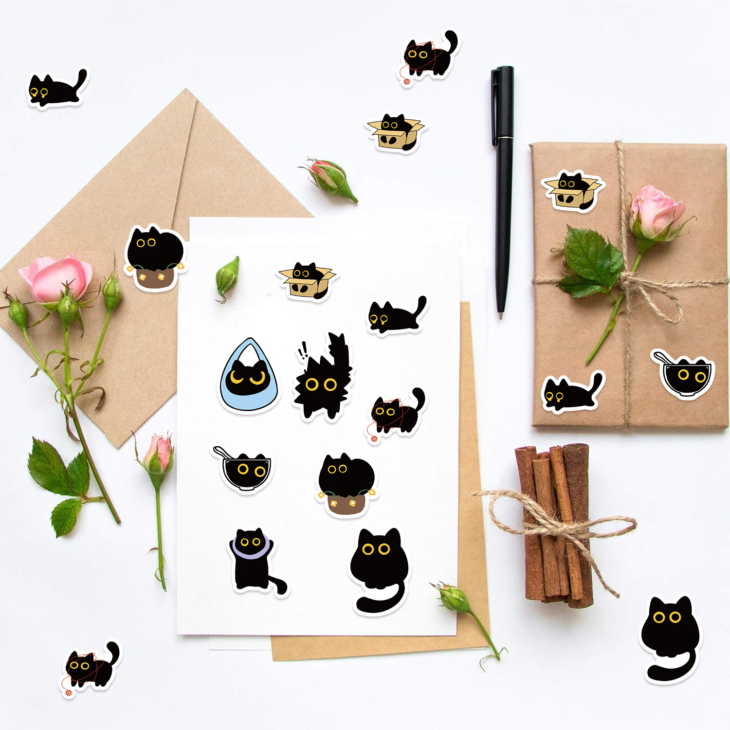 100-500Pcs Cartoon Cat Roll St - Kids Toys Names 评论和价格